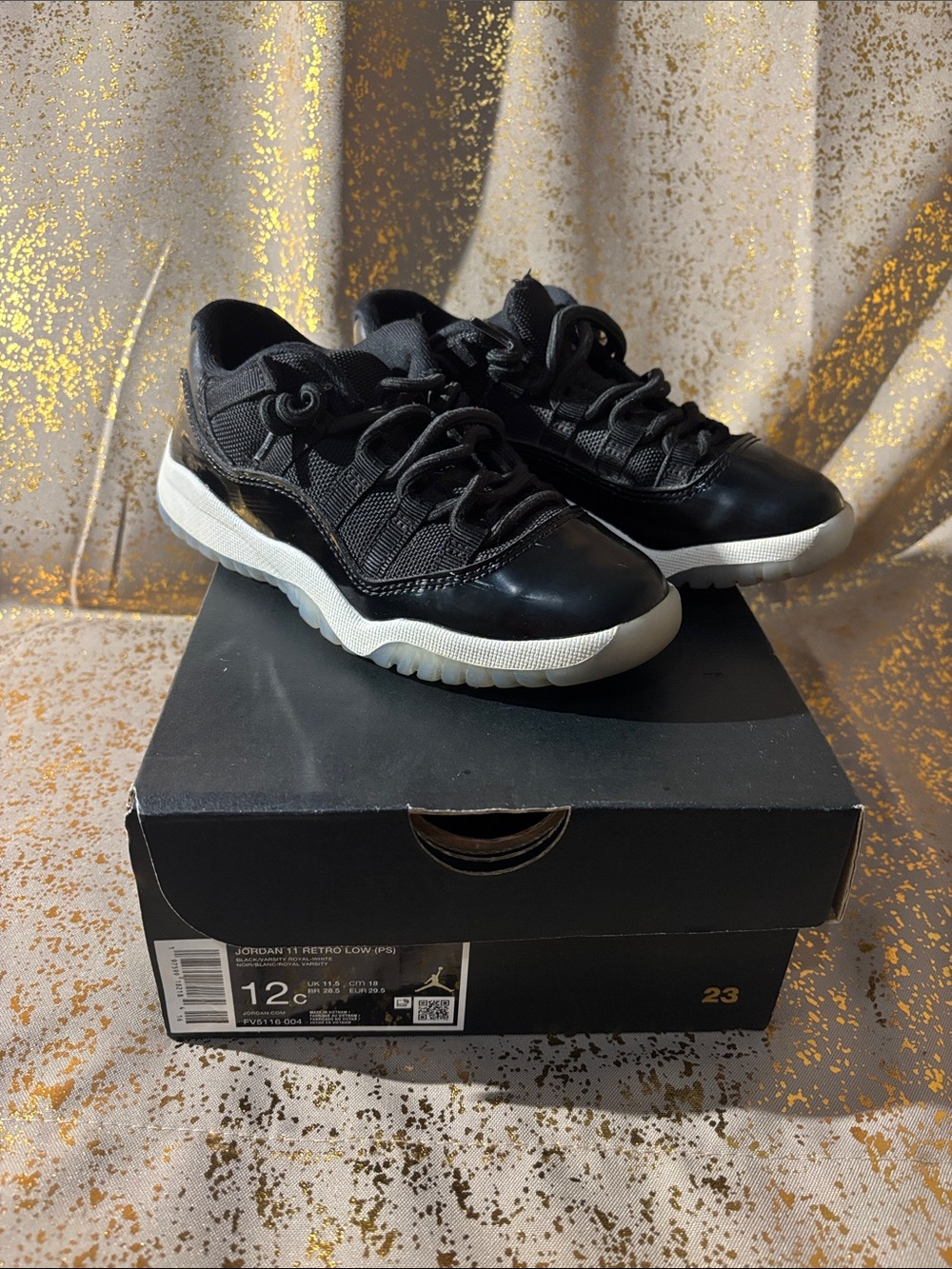 Jordan Kids Black Low-Top Sneakers with White Soles
